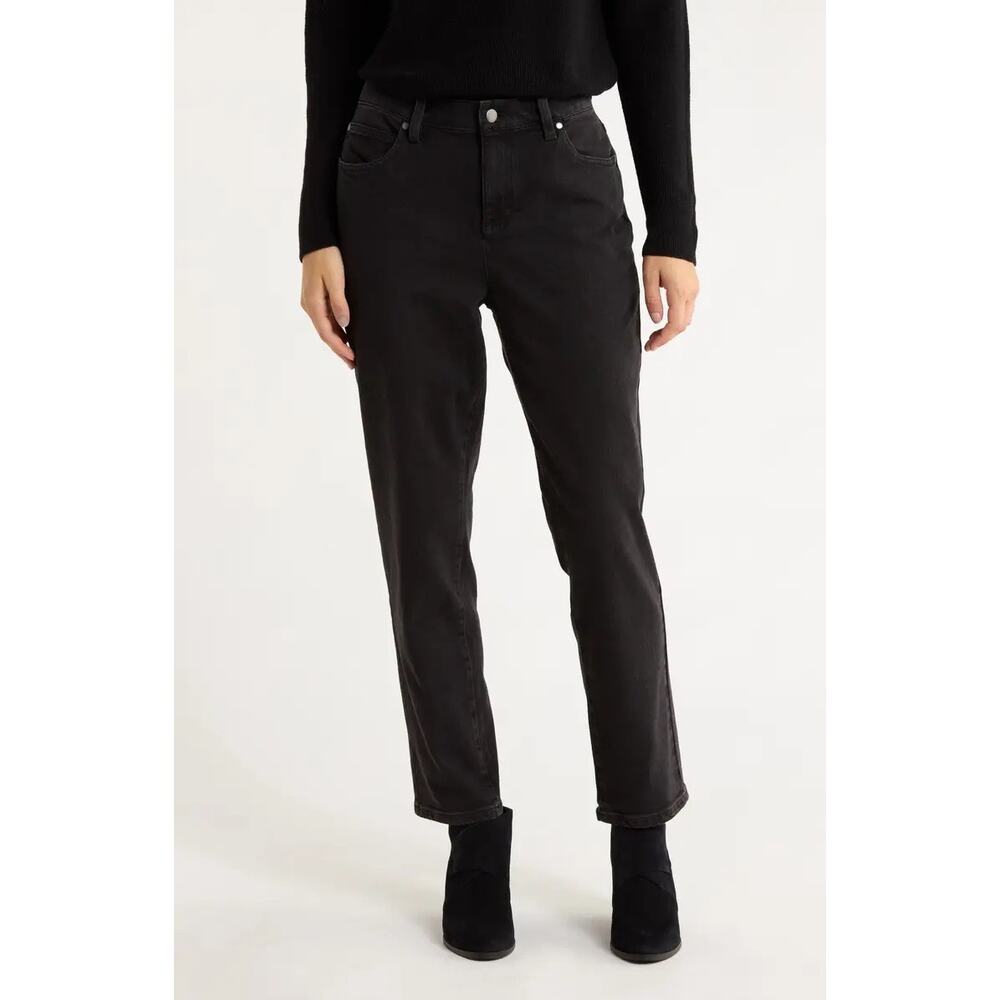 Eileen Fisher High Waist Slim Ankle Jeans Black Sz 14 Denim Great Cond!